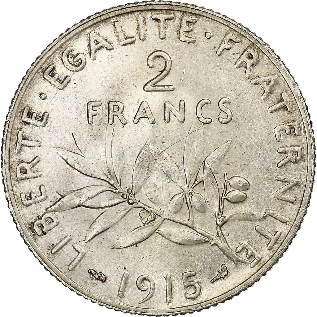 France, 2 Francs, Semeuse, 1915, Paris, Argent, SUP, Le Franc:F.266, KM:845.1