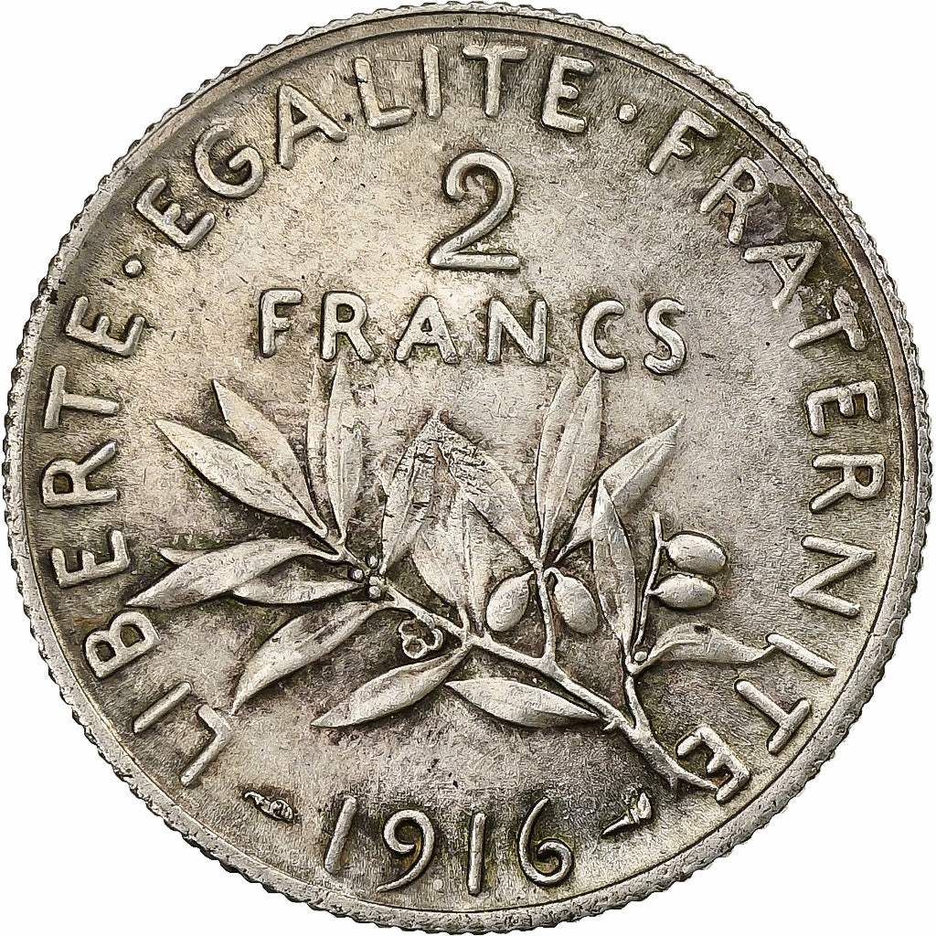 Moneta, Francia, Semeuse, 2 Francs, 1916, Paris, SPL-, Argento, KM:845.1