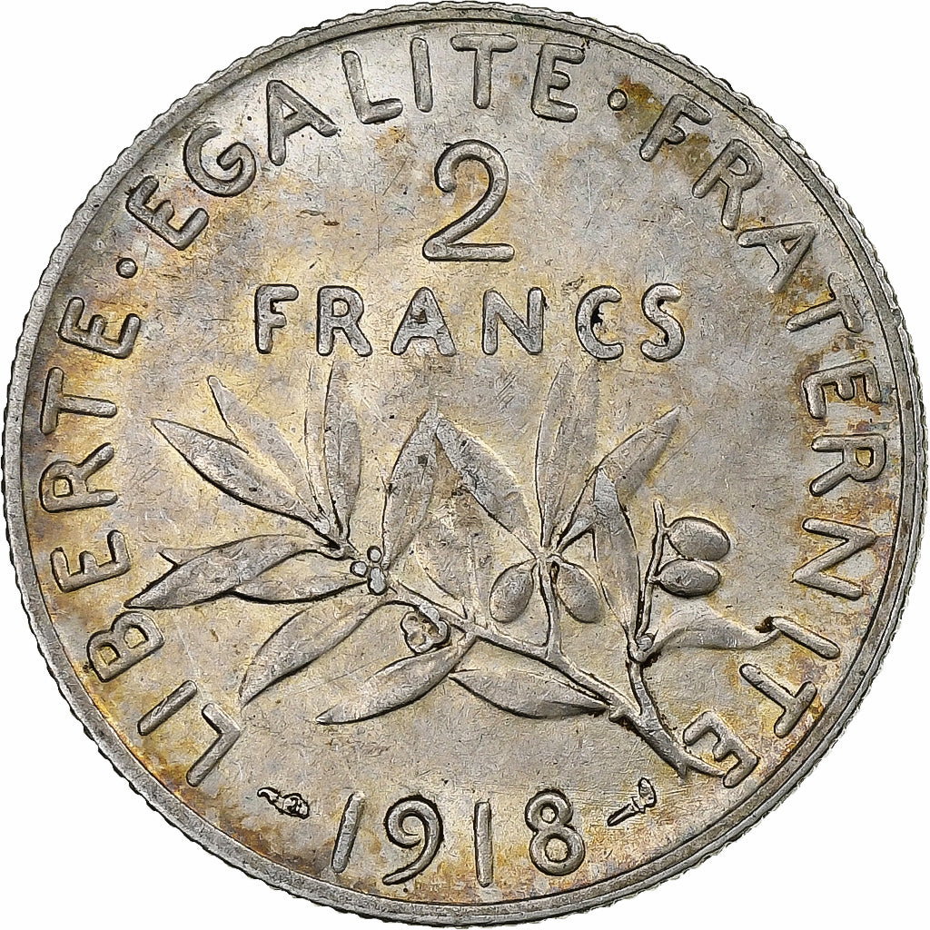 Monnaie, France, Semeuse, 2 Francs, 1918, Paris, TTB+, Argent, Gadoury:532