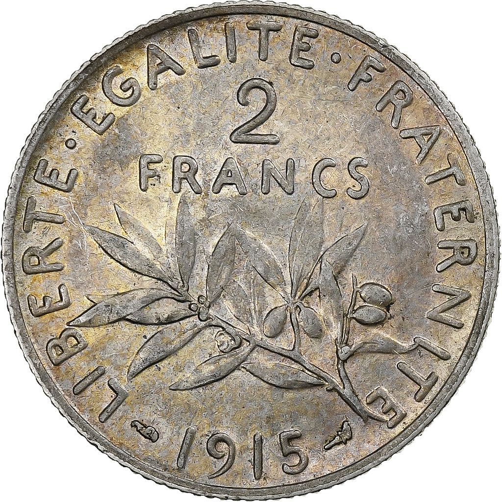 Frankreich, 2 Francs, Semeuse, 1915, Paris, Silber, SS+, Le Franc:F.266