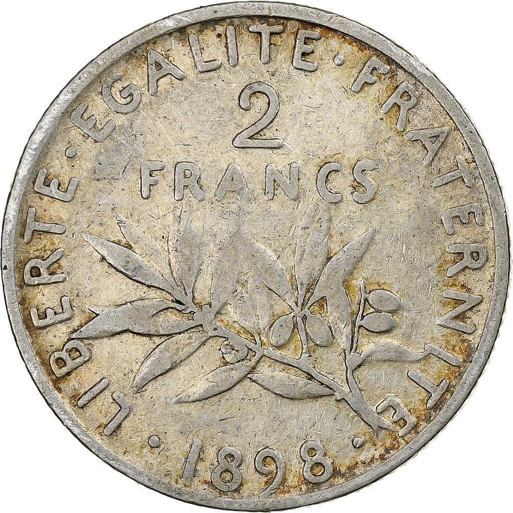 Francia, 2 Francs, Semeuse, 1898, Paris, Argento, MB+, Gadoury:532, KM:845.1