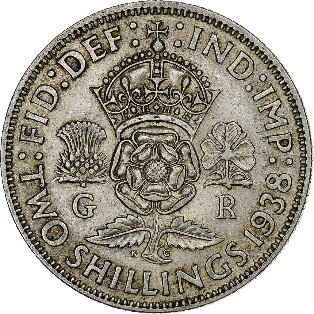Groot Bretagne, George VI, 2 Shillings, 1938, London, Zilver, ZF, KM:855