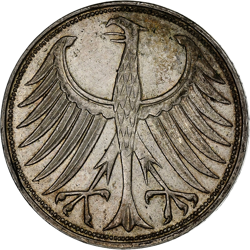 GERMANY - FEDERAL REPUBLIC, 5 Mark, 1967, Hamburg, AU(50-53), Silver, KM:112.1