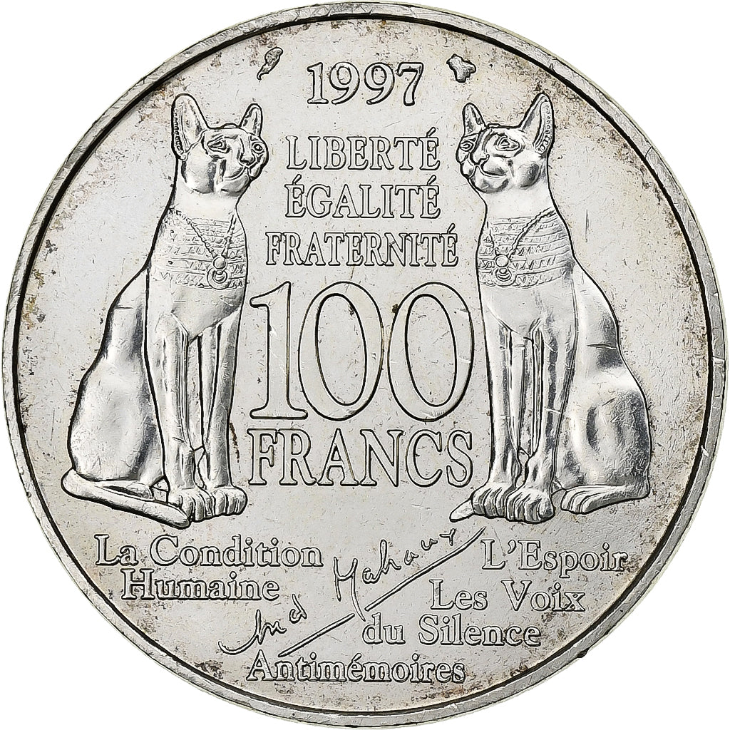 Frankrijk, 100 Francs, André Malraux, 1997, Zilver, ZF+, Gadoury:954, KM:1188