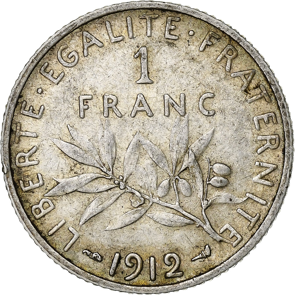 Moneta, Francja, Semeuse, Franc, 1912, VF(30-35), Srebro, Gadoury:467