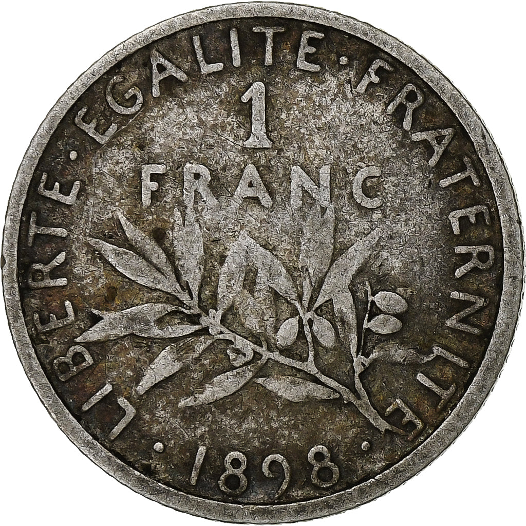 Coin, France, Semeuse, Franc, 1898, Paris, VF(30-35), Silver, KM:844.1, Le