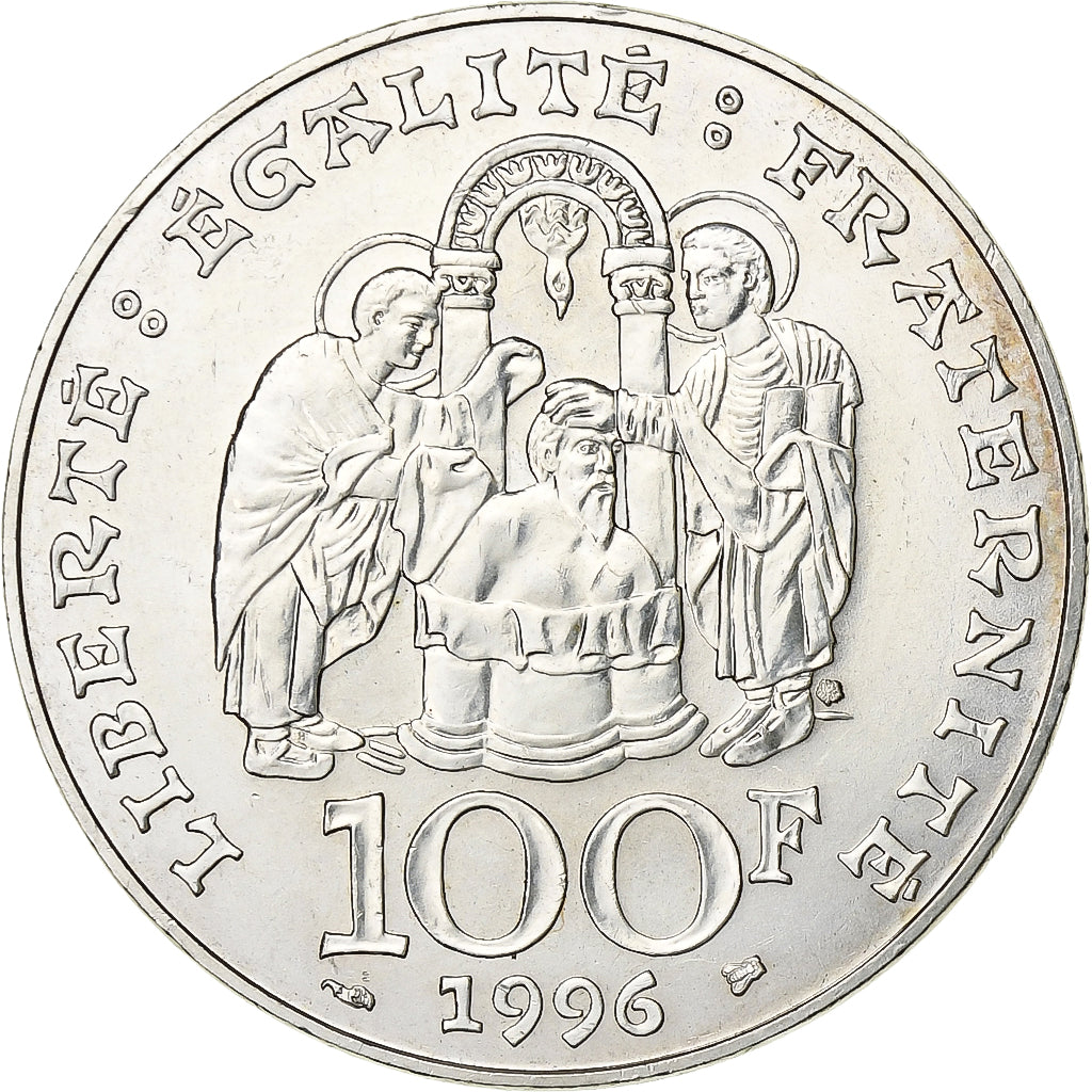 Coin, France, Clovis, 100 Francs, 1996, AU(50-53), Silver, KM:1180, Gadoury:953