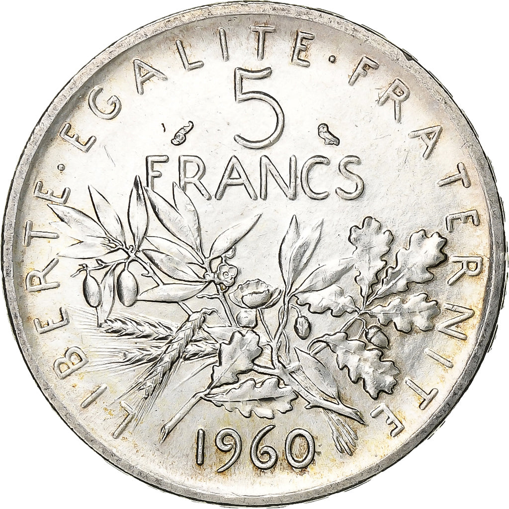 France, Semeuse, 5 Francs, 1960, MS(63), Silver, KM:926, Gadoury:770, Le