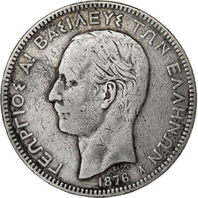 Greece, George I, 5 Drachmai, 1876, Paris, Silver, VF(30-35), KM:46