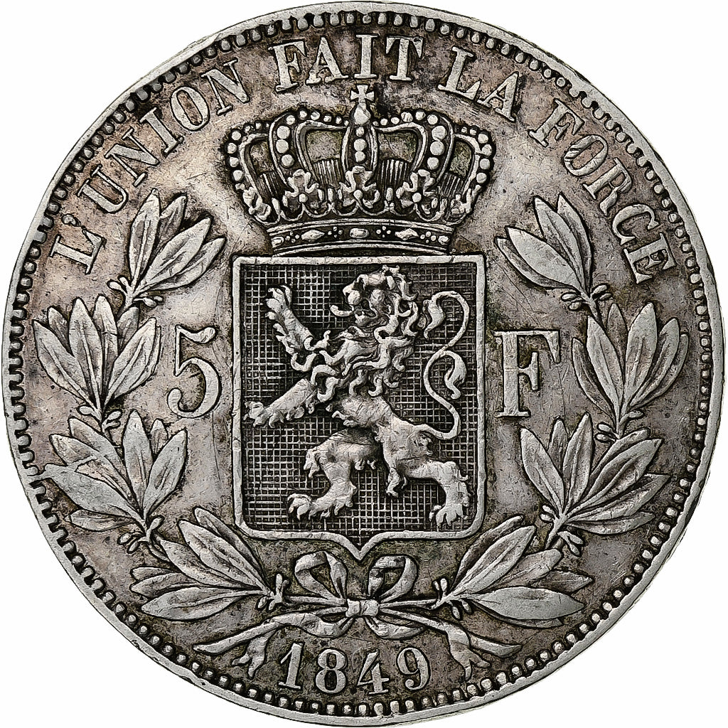 Belgium, Leopold I, 5 Francs, 5 Frank, 1849, Silver, VF(30-35), KM:17