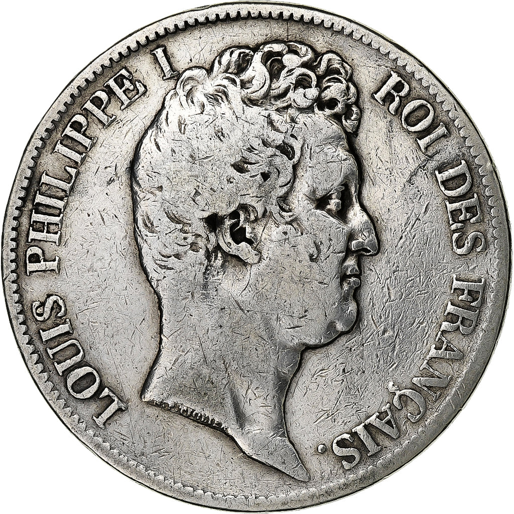 Coin, France, Louis-Philippe, 5 Francs, 1831, Lyon, VF(30-35), Silver, KM:735.4