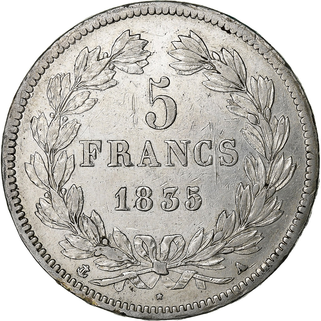 Moneta, Francia, Louis-Philippe, 5 Francs, 1835, Paris, BB, Argento, KM:749.1