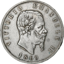 Coin, Italy, Vittorio Emanuele II, 5 Lire, 1869, Milan, VF(30-35), Silver
