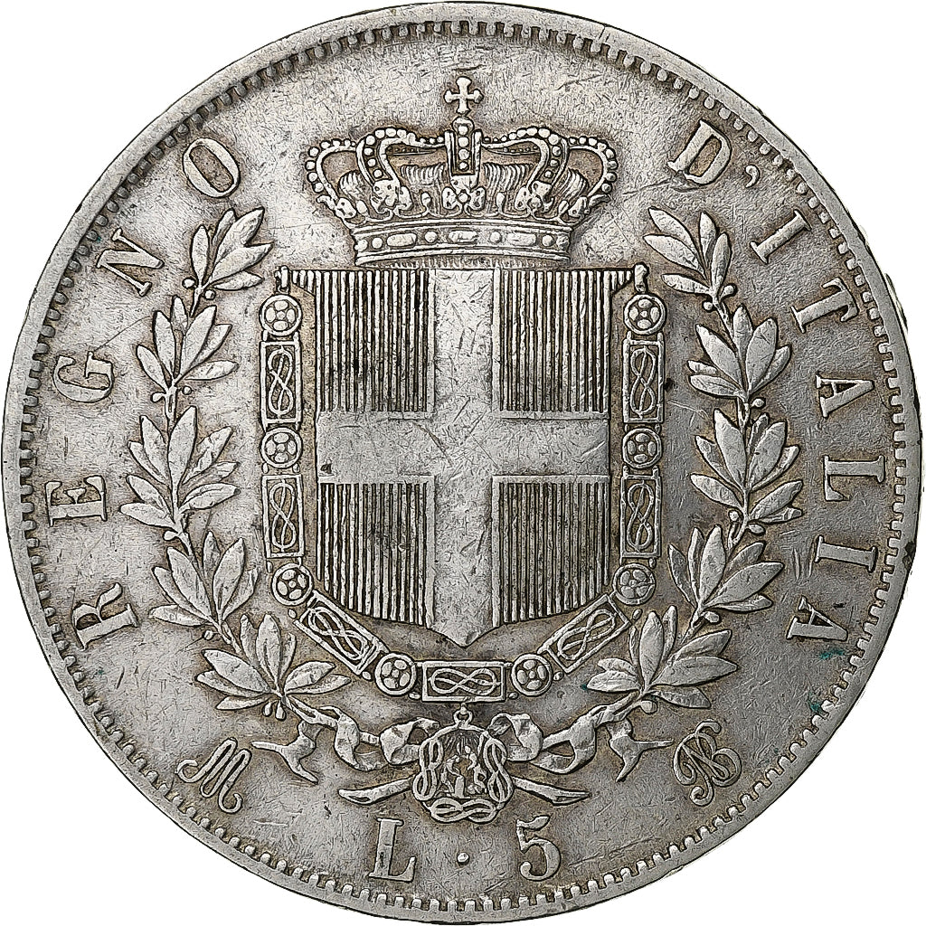 Coin, Italy, Vittorio Emanuele II, 5 Lire, 1869, Milan, VF(30-35), Silver
