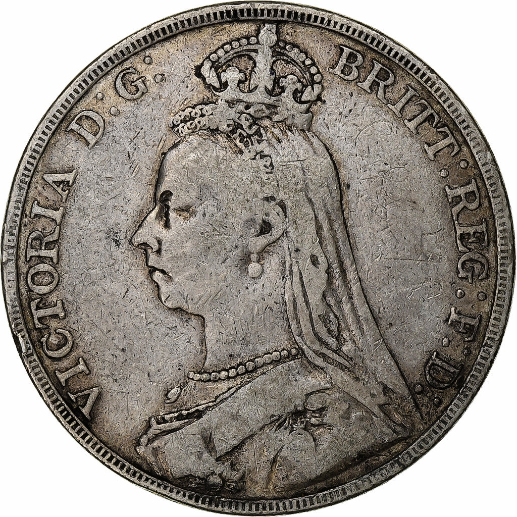 Great Britain,, Victoria, 1 couronne, effigie du jubilé, 1889, Silver