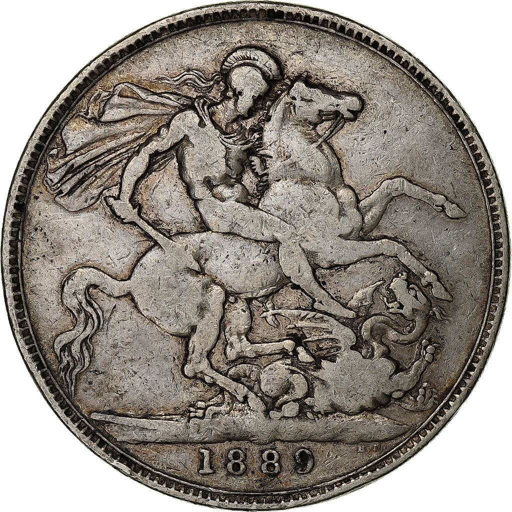 Great Britain,, Victoria, 1 couronne, effigie du jubilé, 1889, Silver
