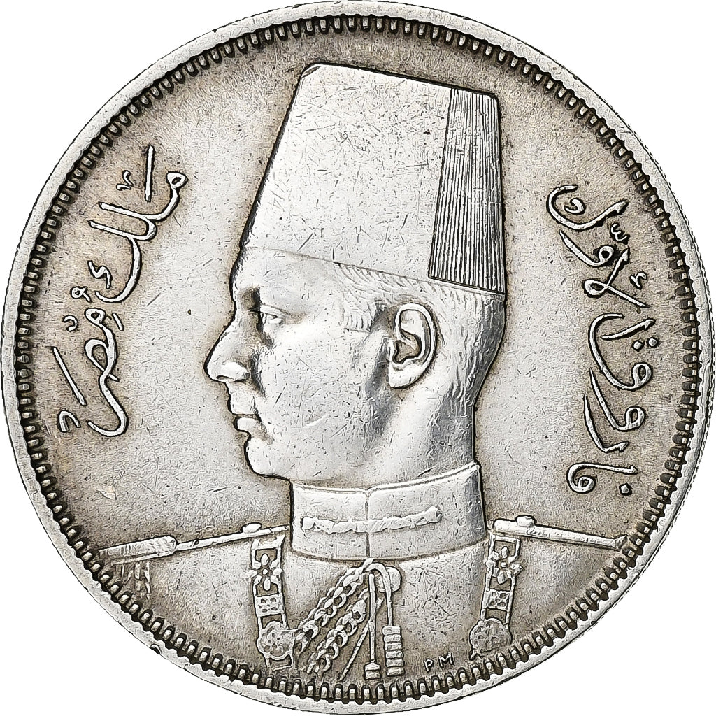 Munten, Egypte, Farouk, 5 Piastres, 1939, British Royal Mint, PR, Zilver, KM:366