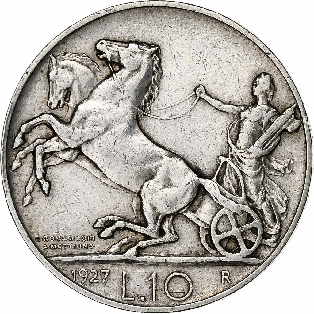 Italy, Vittorio Emanuele III, 10 Lire, 1927, Rome, Silver, AU(50-53), KM:68.2