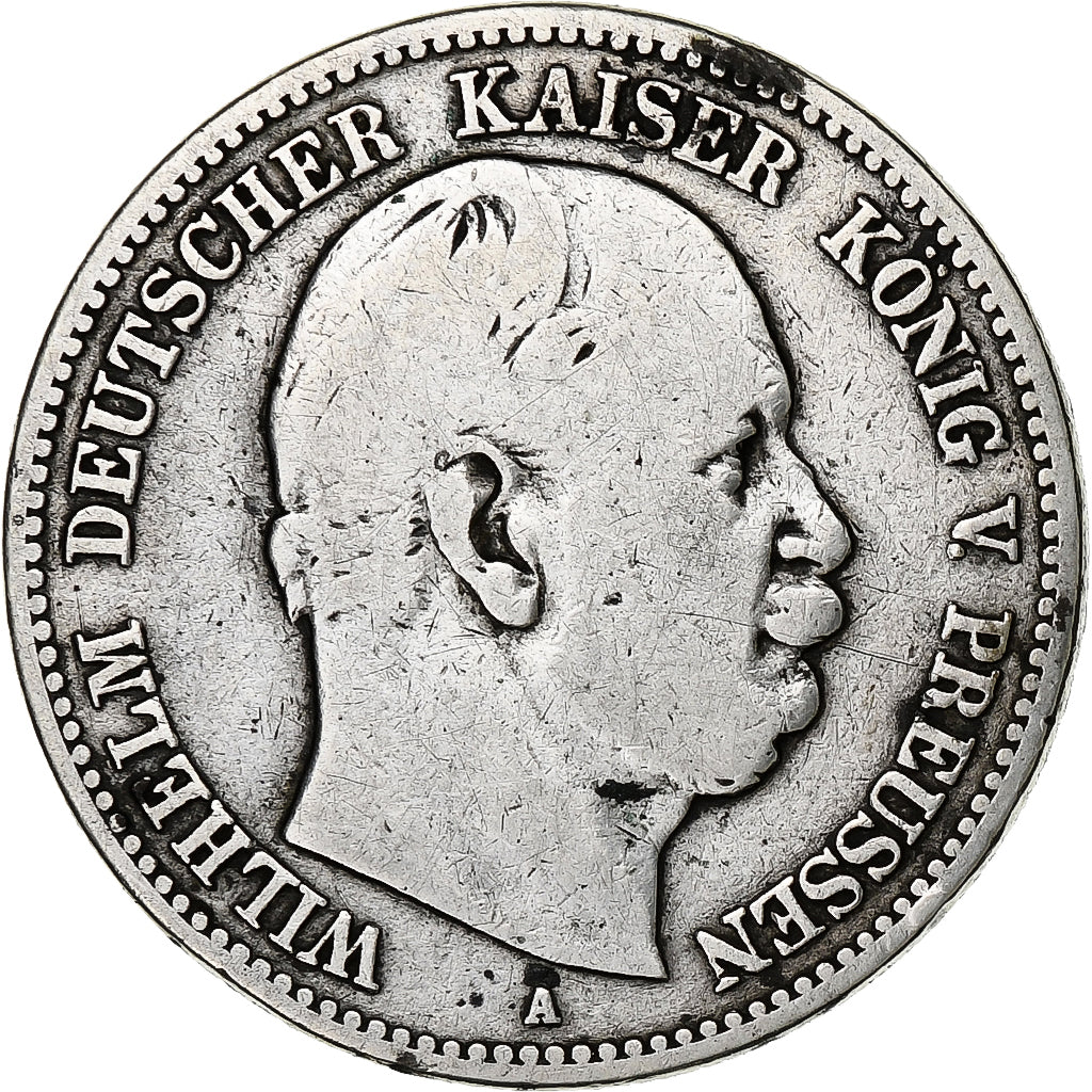 German States, PRUSSIA, Wilhelm I, 2 Mark, 1876, Berlin, Silver, VF(20-25)
