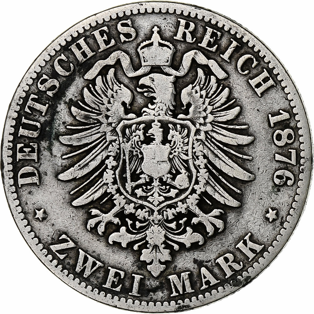 German States, PRUSSIA, Wilhelm I, 2 Mark, 1876, Berlin, Silver, VF(20-25)