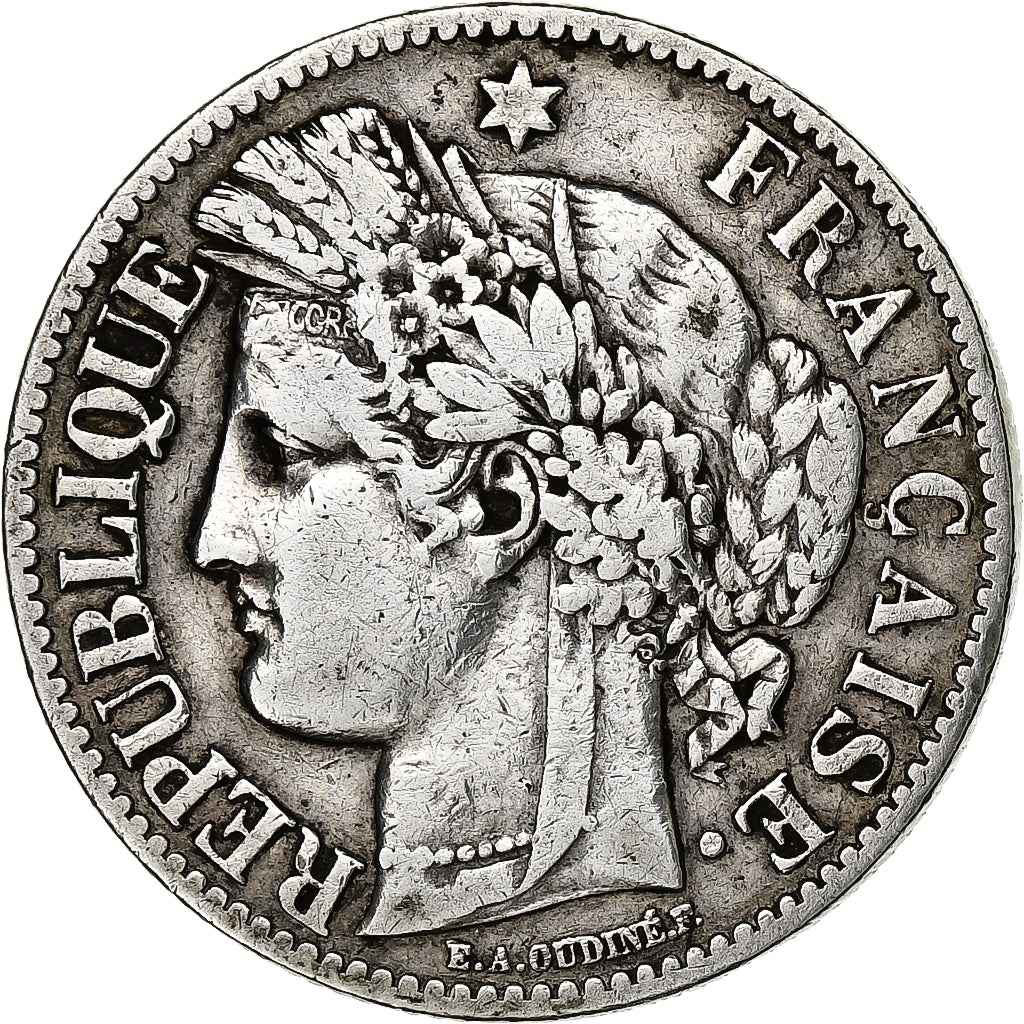 Frankrijk, 2 Francs, Cérès, 1871, Paris, Zilver, FR+, Gadoury:529, KM:816.2
