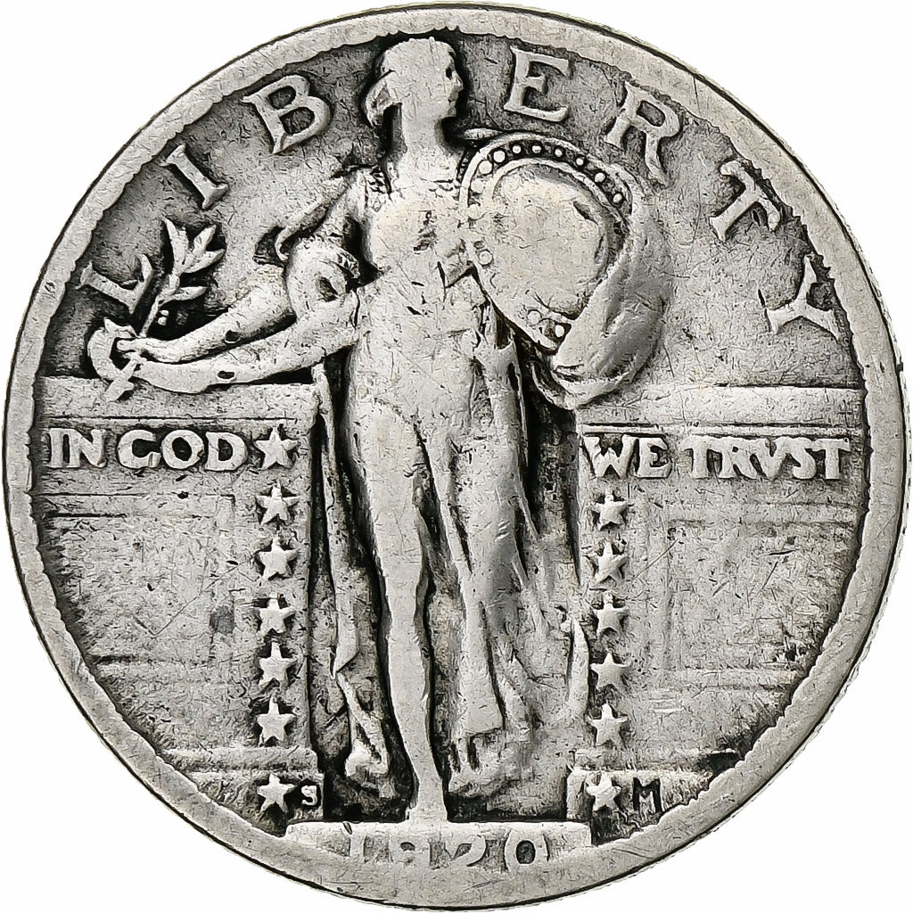 United States, Standing Liberty Quarter, 1920, San Francisco, Silver, VF(30-35)