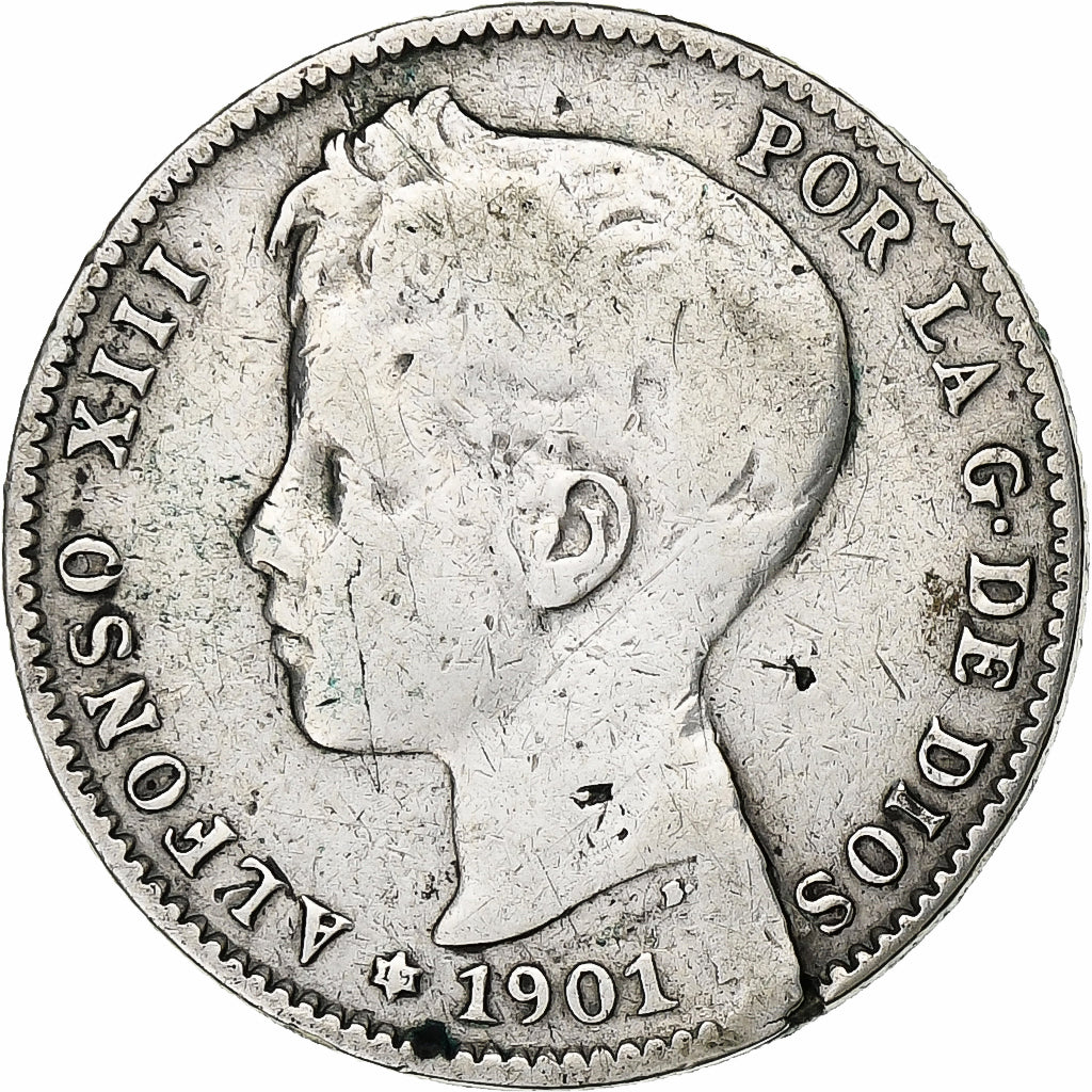 Coin, Spain, Alfonso XIII, Peseta, 1901, Madrid, VF(20-25), Silver, KM:706