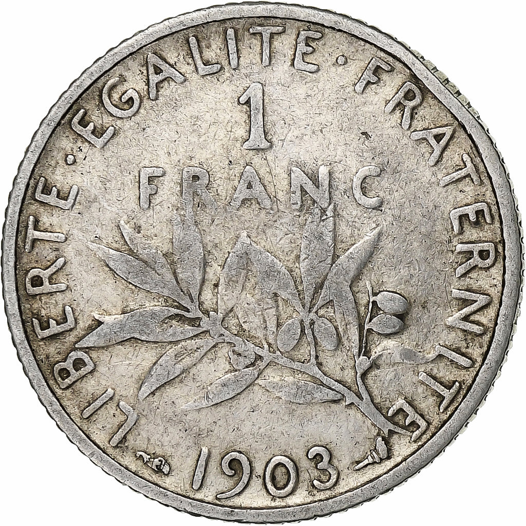 France, Franc, Semeuse, 1903, Paris, Silver, VF(20-25), Gadoury:467, KM:844.1