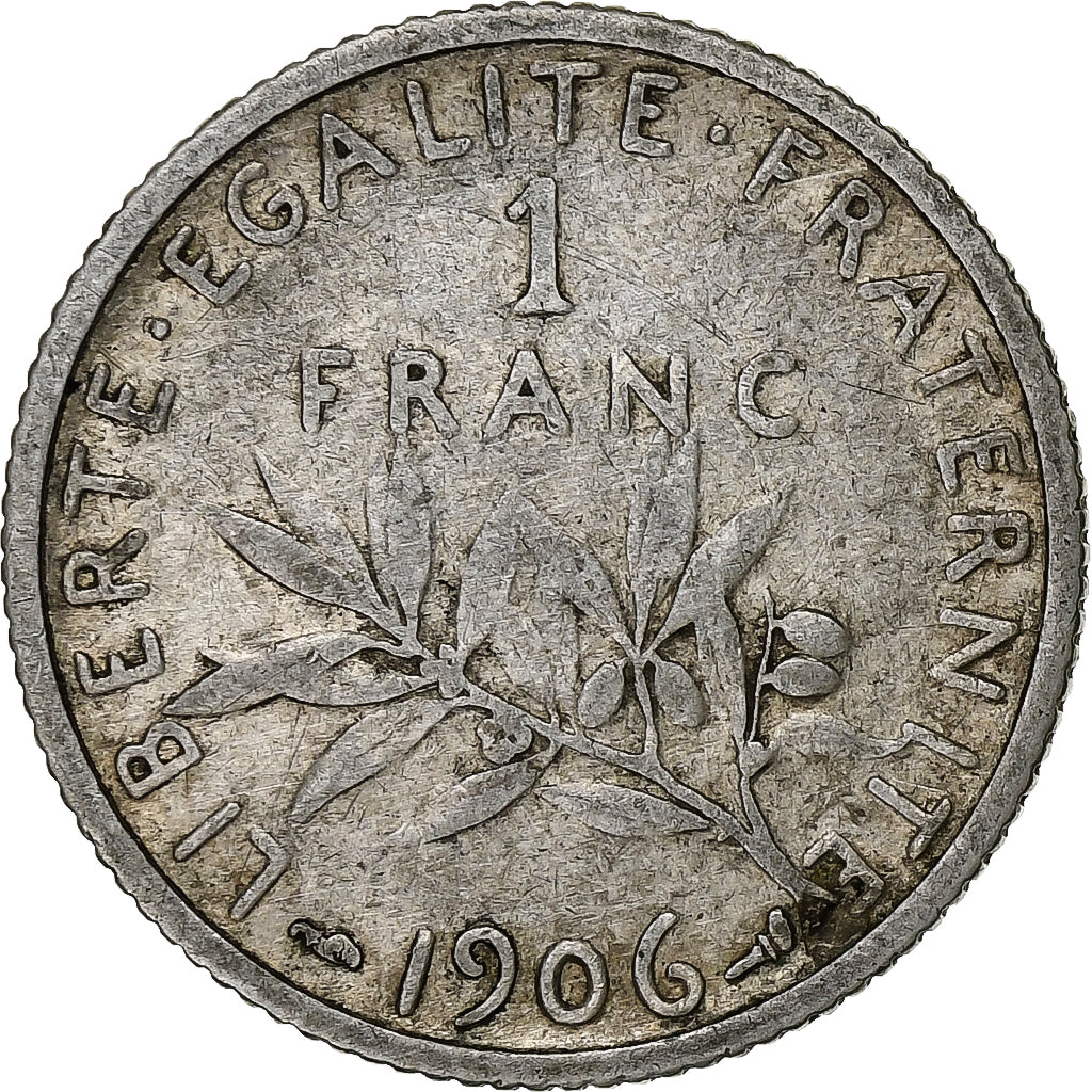 France, Franc, Semeuse, 1906, Paris, Silver, VF(30-35), Gadoury:467, KM:844.1