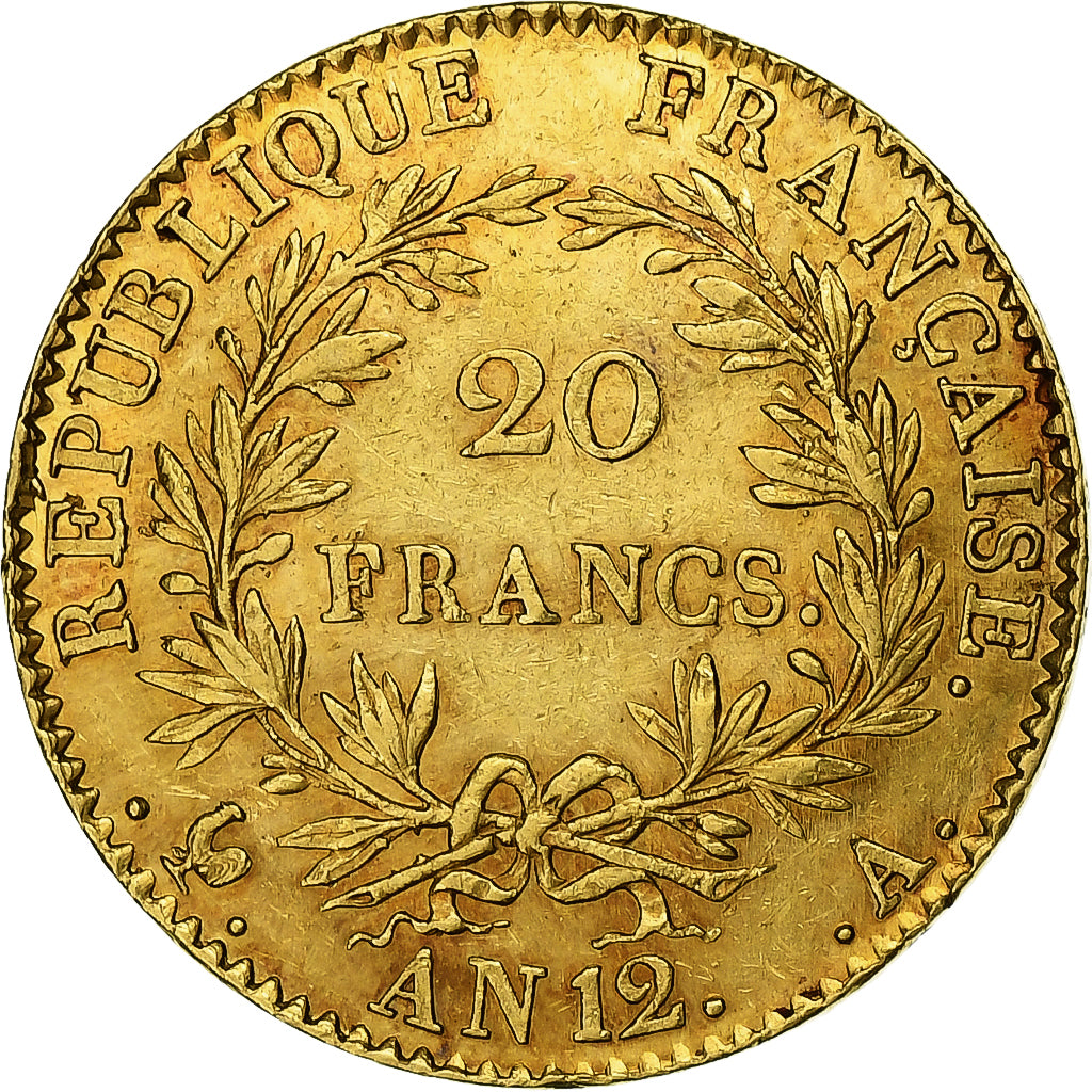 Frankrijk, 20 Francs, Napoléon I, An 12, Paris, Goud, ZF+, Gadoury:1021, KM:661
