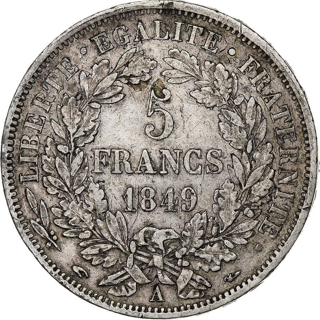 France, Cérès, 5 Francs, 1849, Paris, VF(30-35), Silver, KM:761.1, Gadoury:719