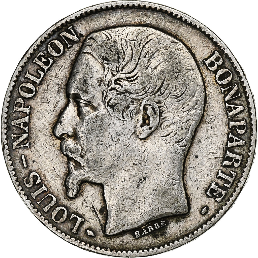 Francia, 5 Francs, Louis Napoléon Bonaparte, 1852, Paris, Plata, BC+