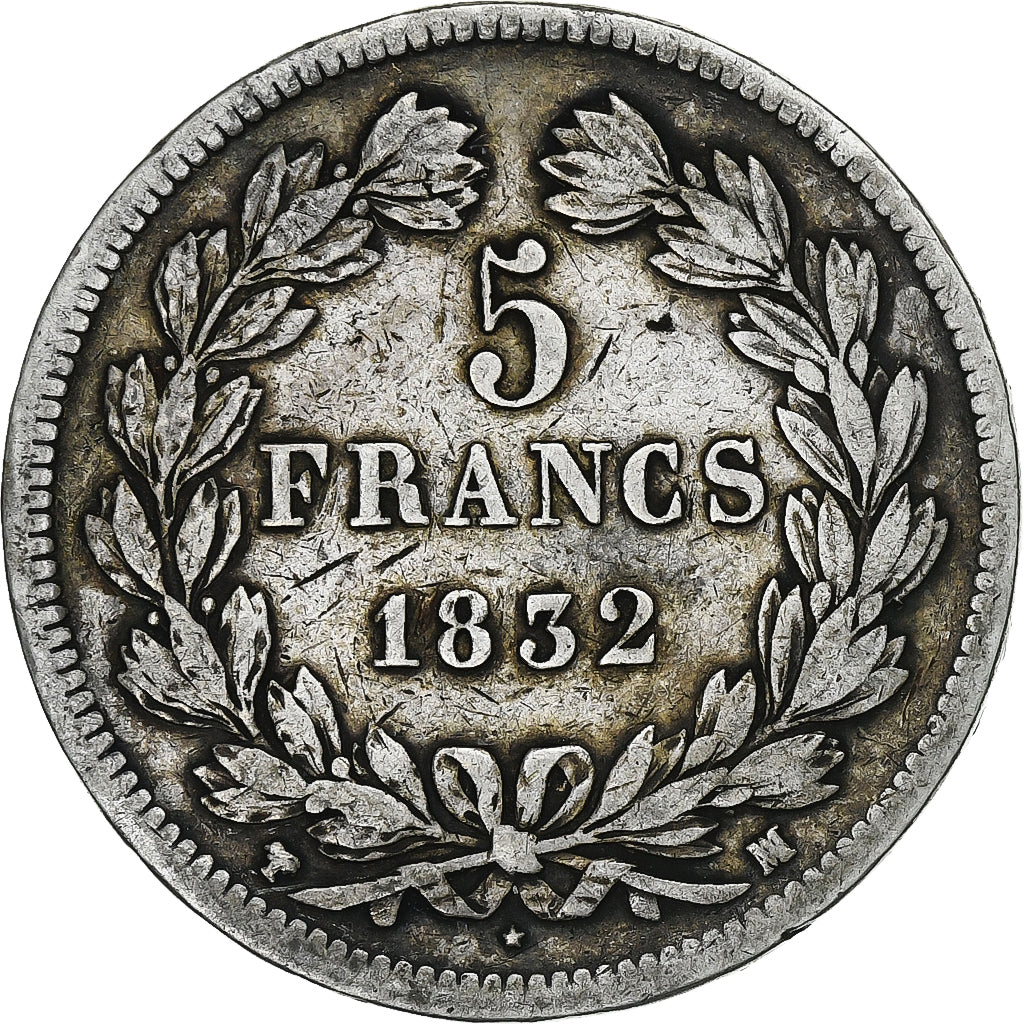 Monnaie, France, Louis-Philippe, 5 Francs, 1832, Marseille, TB+, Argent