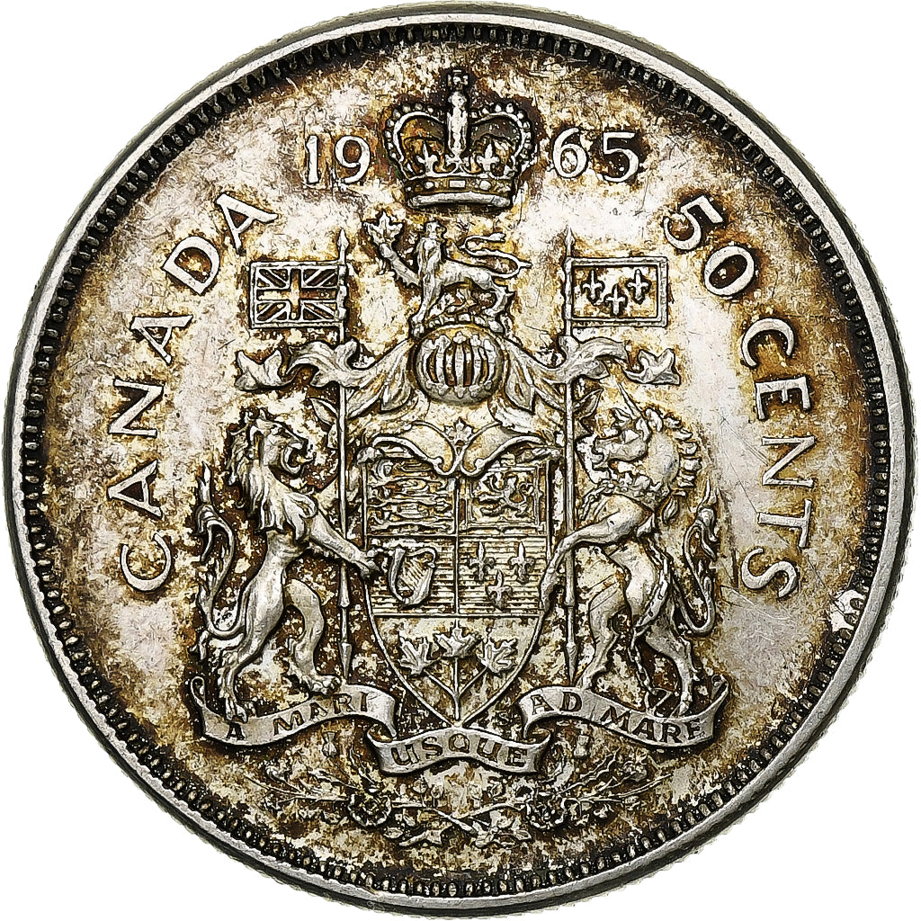 Moneta, Canada, Elizabeth II, 50 Cents, 1965, Royal Canadian Mint, Ottawa, MB+