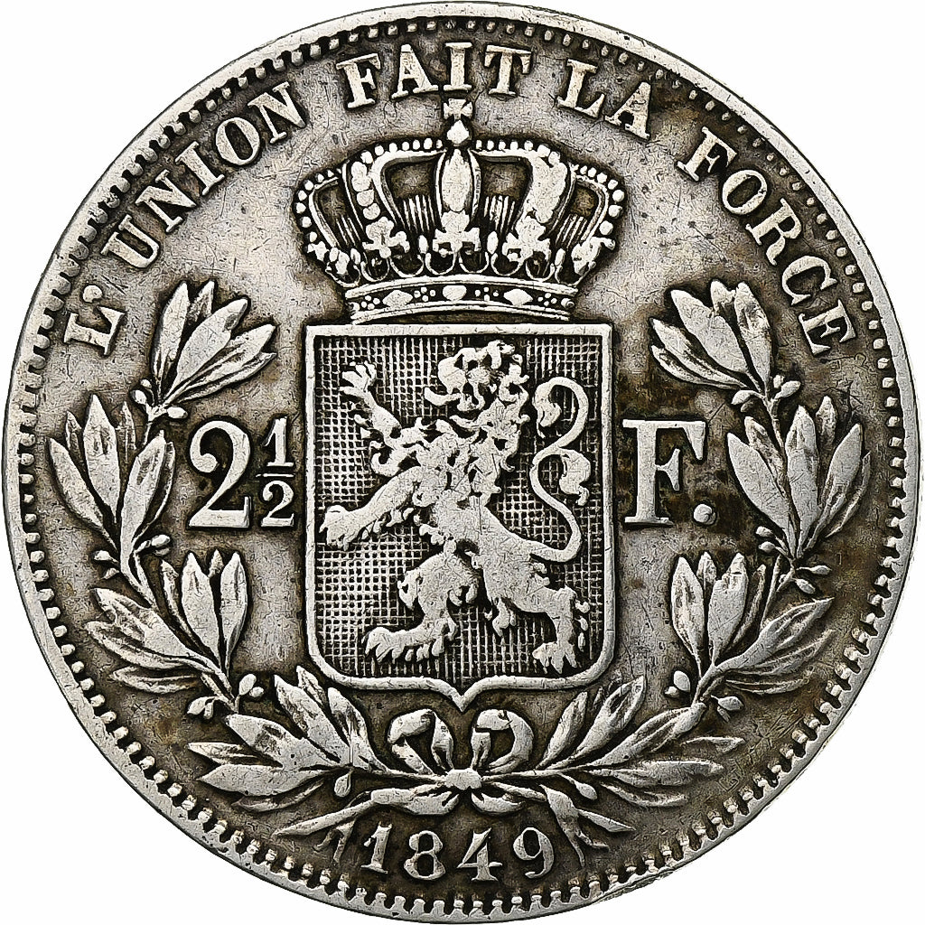 België, Leopold I, 2-1/2 Francs, 1849, Brussels, Zilver, ZF, KM:11