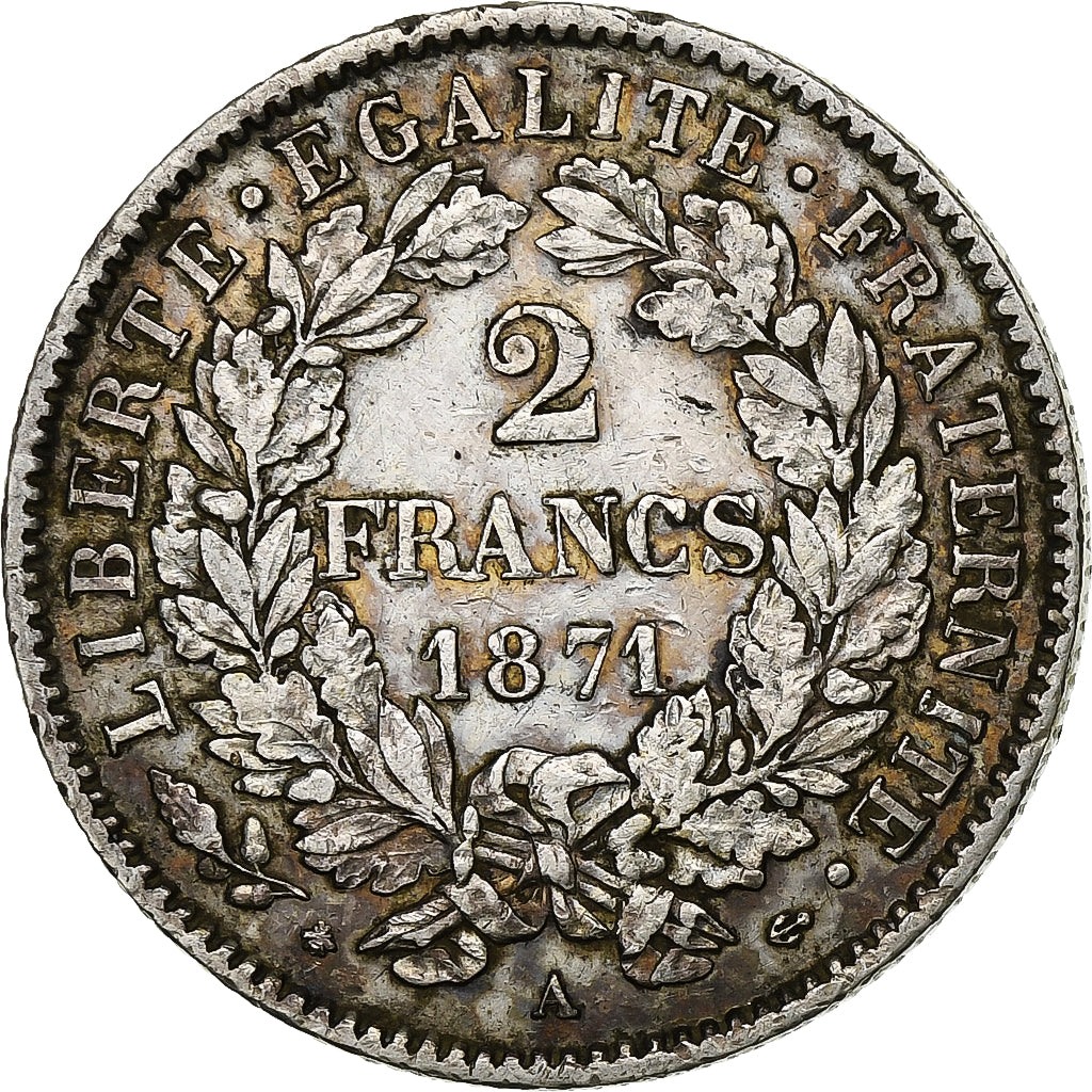 Moneta, Francia, Cérès, 2 Francs, 1871, Paris, BB+, Argento, KM:817.1