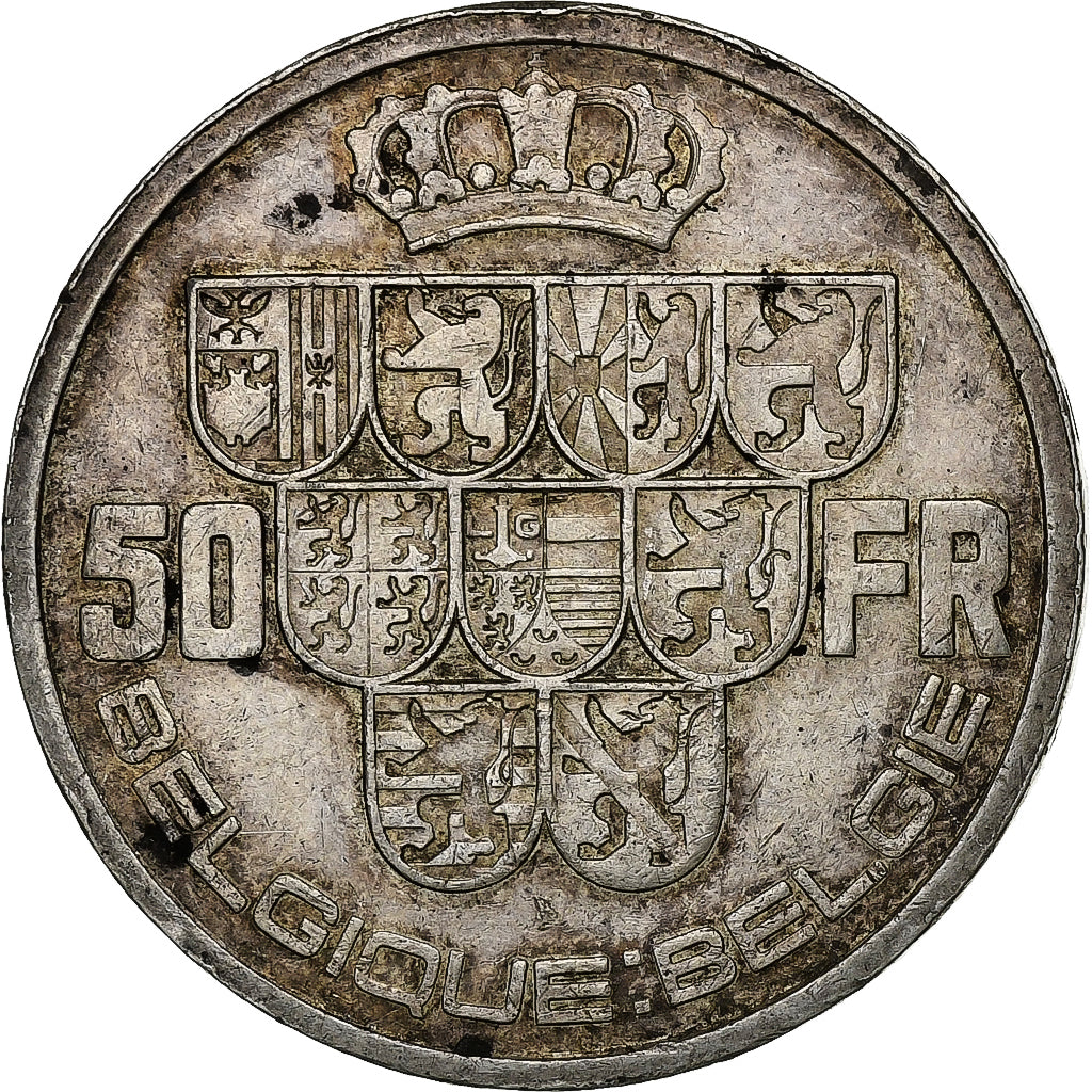 Belgium, 50 Francs, 50 Frank, 1939, Silver, VF(30-35), KM:122.1