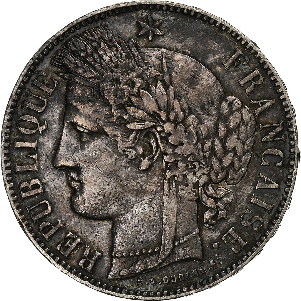 France, Cérès, 5 Francs, 1871, Bordeaux, TB+, Argent, KM:818.2, Gadoury:742