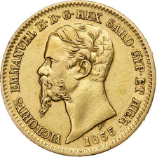 ESTADOS ITALIANOS, SARDINIA, Vittorio Emanuele II, 20 Lire, 1855, Torino, Rara