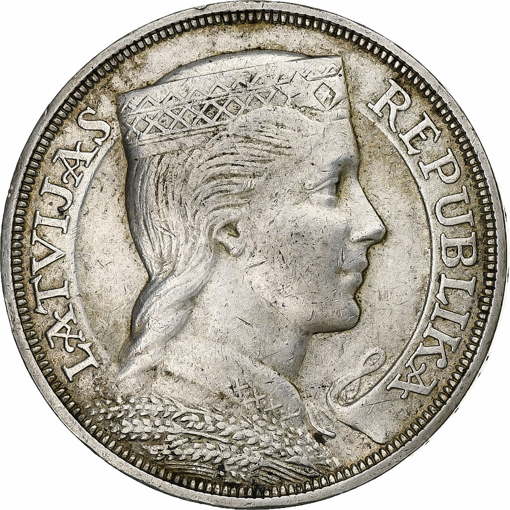 Coin, Latvia, 5 Lati, 1931, EF(40-45), Silver, KM:9