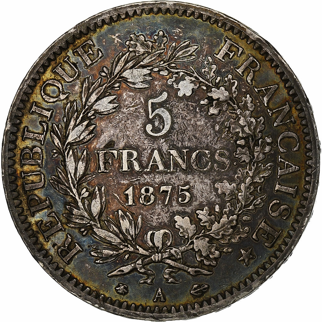 Frankreich, Hercule, 5 Francs, 1875, Paris, SS+, Silber, KM:820.1, Gadoury:745a