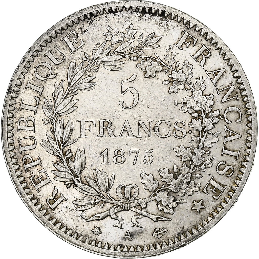 Frankrijk, 5 Francs, Hercule, 1875, Paris, Zilver, ZF, Gadoury:745a, KM:820.1
