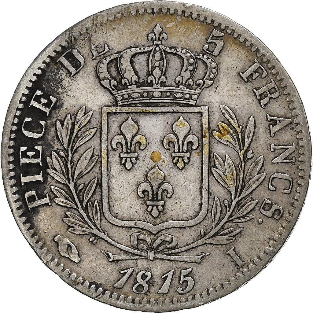 France, Louis XVIII, 5 Francs, 1815, Limoges, Silver, VF(30-35), Gadoury:591