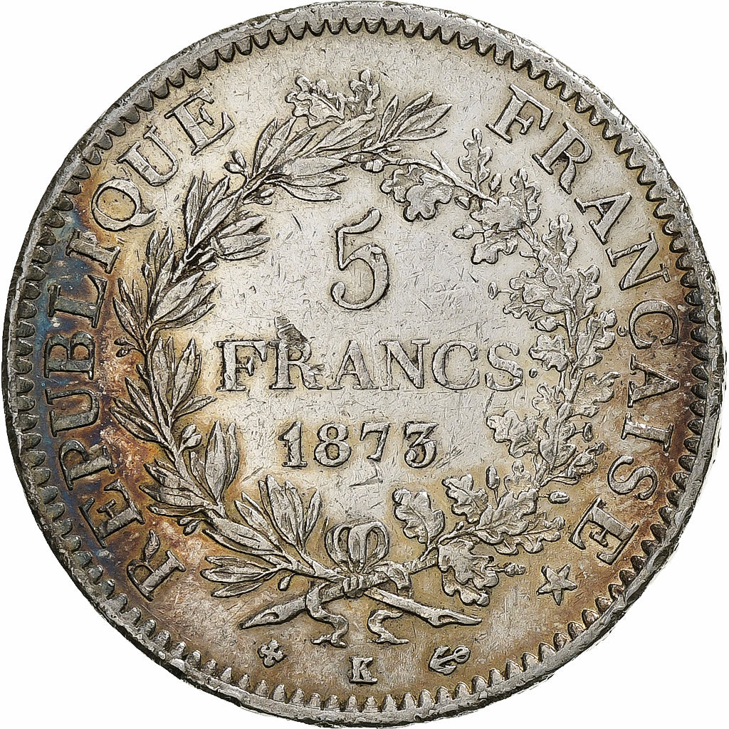 Munten, Frankrijk, Hercule, 5 Francs, 1873, Bordeaux, ZF, Zilver, KM:820.2