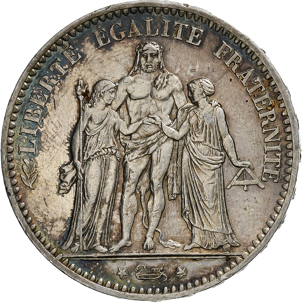 Frankrijk, 5 Francs, Hercule, 1875, Paris, Zilver, ZF+, Gadoury:745a, KM:820.1