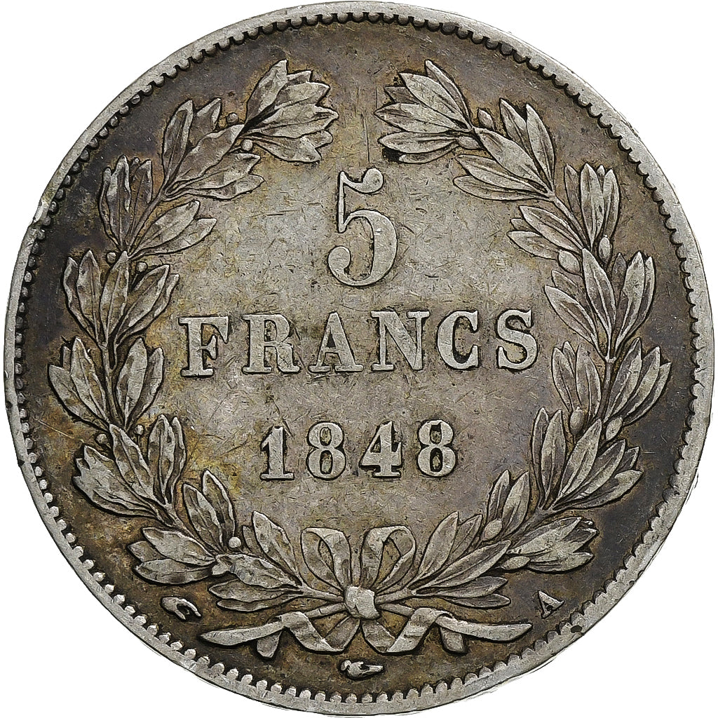 Moneta, Francia, Louis-Philippe, 5 Francs, 1848, Paris, BB, Argento, KM:749.1