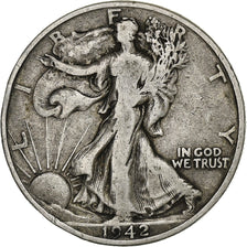 Coin, United States, Walking Liberty Half Dollar, 1942, Denver, VF(30-35)