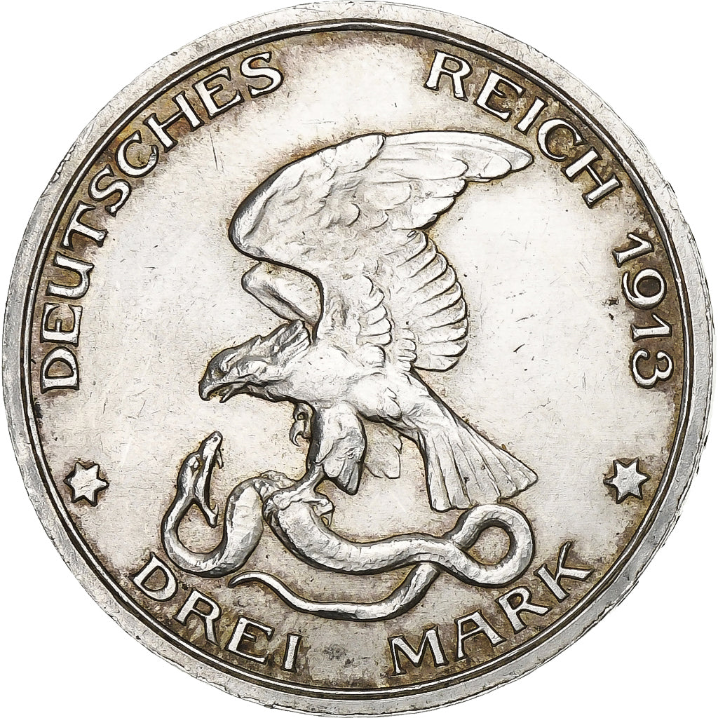 German States, PRUSSIA, Wilhelm II, 3 Mark, 1913, Berlin, Déclaration de guerre