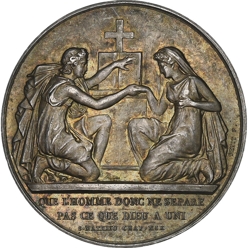France, Medal, Noces, Mariage, Religion, Petit, AU(50-53), Silver