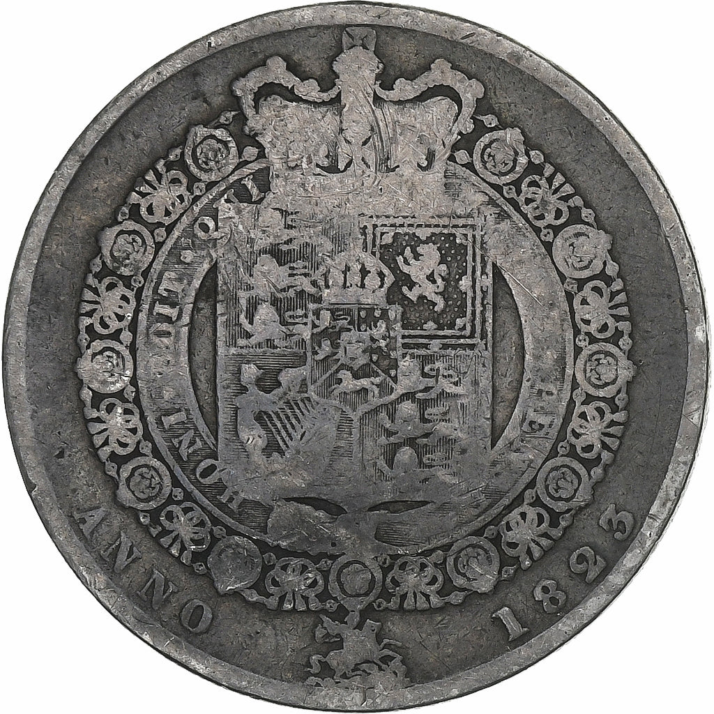 Great Britain, George IV, 1/2 Crown, 1823, Silver, VF(20-25), KM:28